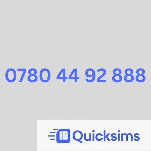 EE sim card with VIP Memorable Mobile Number 0780 44 92 888 with zero credit which once topped up can be ported to other providers