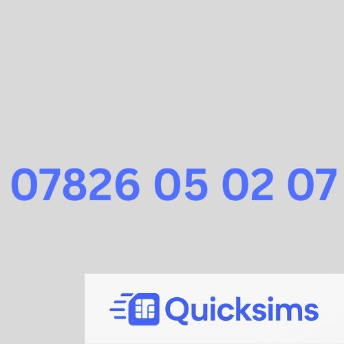 Vodafone sim card with VIP Memorable Mobile Number 07826 05 02 07 with zero credit which once topped up can be ported to other providers