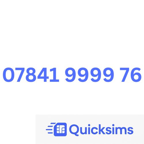 O2 sim card with VIP Memorable Mobile Number  07841 9999 76 with zero credit which once topped up can be ported to other providers