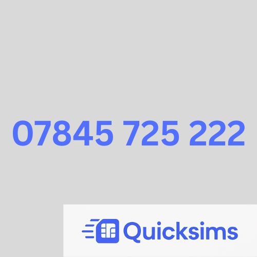 07845 725 222 VIP Gold Vanity Memorable Mobile Number PAYG O2 ZERO CREDIT