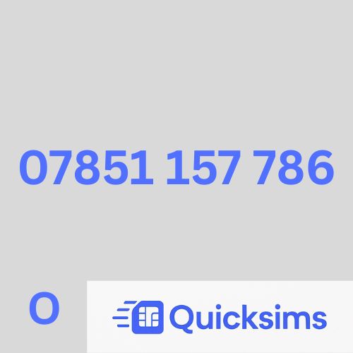 O2 sim card with VIP Memorable Mobile Number  07851 157 786 BISMILLAH with zero credit which once topped up can be ported to other providers