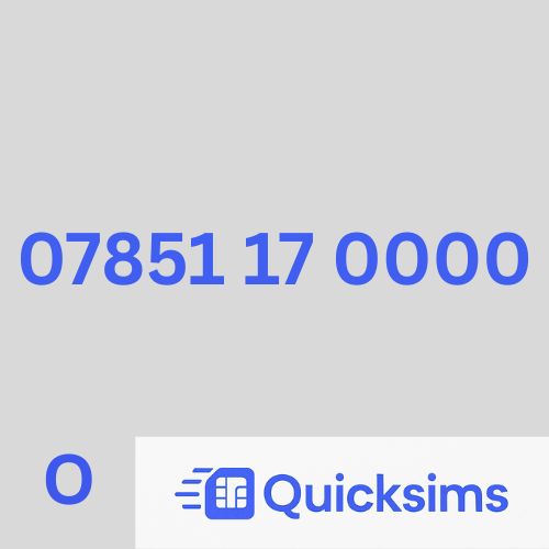 O2 sim card with VIP Memorable Mobile Number 07851 17 0000 with zero credit which once topped up can be ported to other providers
