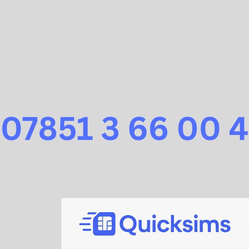 O2 sim card with VIP Memorable Mobile Number  07851 3 66 00 4 with zero credit which once topped up can be ported to other providers