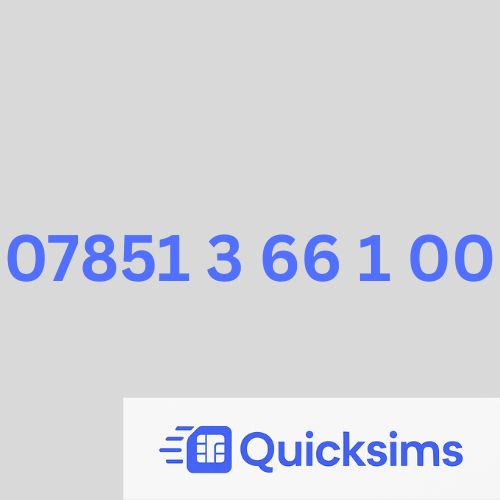 O2 sim card with VIP Memorable Mobile Number  07851 3 66 1 00 with zero credit which once topped up can be ported to other providers