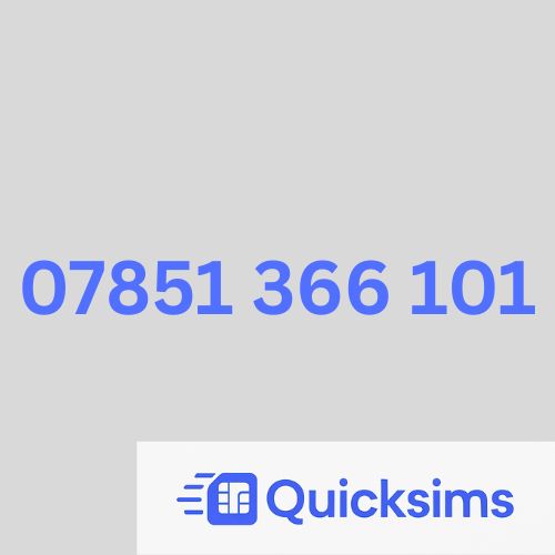 O2 sim card with VIP Memorable Mobile Number  07851 366 101 with zero credit which once topped up can be ported to other providers