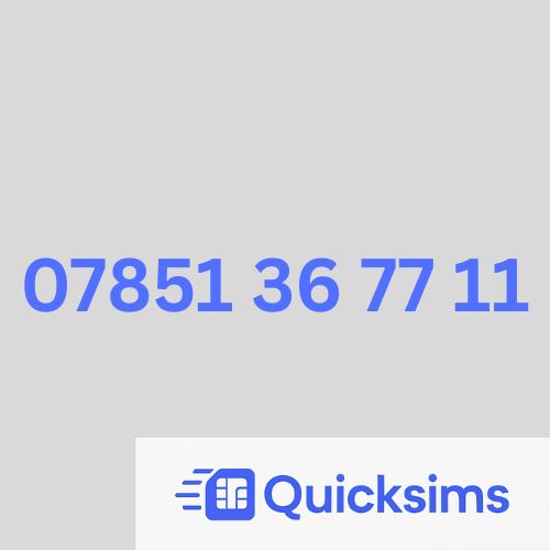 07851 36 77 11 Easy Memorable Gold VIP Number Sim Card UK Pay As You Go O2 Mobile ZERO CREDIT Quicksims