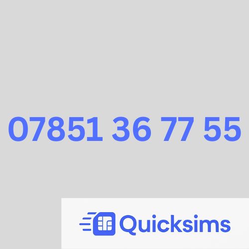 O2 sim card with VIP Memorable Mobile Number  07851 36 77 55 with zero credit which once topped up can be ported to other providers