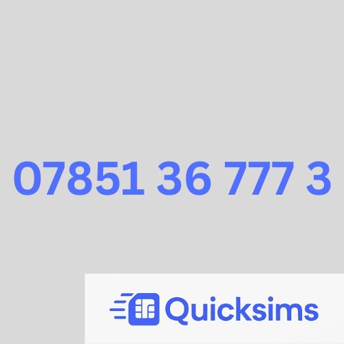 O2 sim card with VIP Memorable Mobile Number  07851 36 777 3 with zero credit which once topped up can be ported to other providers