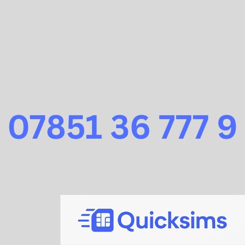 O2 sim card with VIP Memorable Mobile Number  07851 36 777 9 with zero credit which once topped up can be ported to other providers