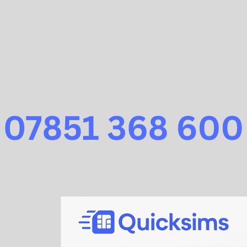 O2 sim card with VIP Memorable Mobile Number 07851 368 600 with zero credit which once topped up can be ported to other providers