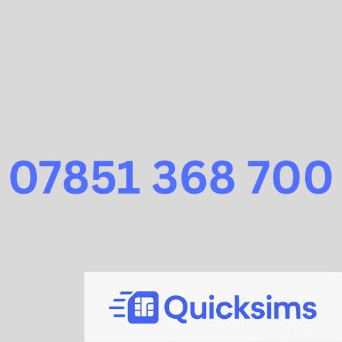 O2 sim card with VIP Memorable Mobile Number 07851 368 700 with zero credit which once topped up can be ported to other providers