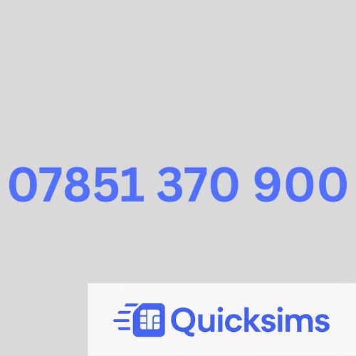 O2 sim card with VIP Memorable Mobile Number 07851 370 900 with zero credit which once topped up can be ported to other providers
