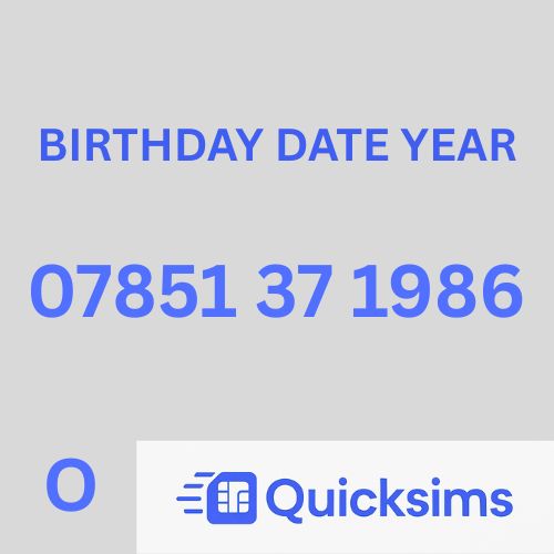 O2 sim card with VIP Memorable Mobile Number 07851 37 1986 BIRTHDAY DATE YEAR with zero credit which once topped up can be ported to other providers