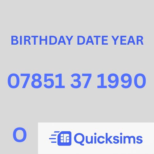 O2 sim card with VIP Memorable Mobile Number 07851 37 1990 BIRTHDAY DATE YEAR with zero credit which once topped up can be ported to other providers