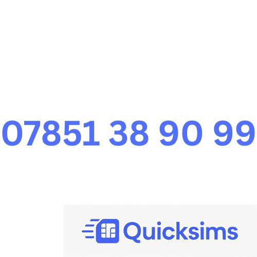 O2 sim card with VIP Memorable Mobile Number 07851 38 90 99 with zero credit which once topped up can be ported to other providers