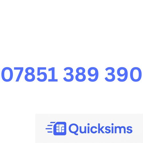 O2 sim card with VIP Memorable Mobile Number 07851 389 390 with zero credit which once topped up can be ported to other providers