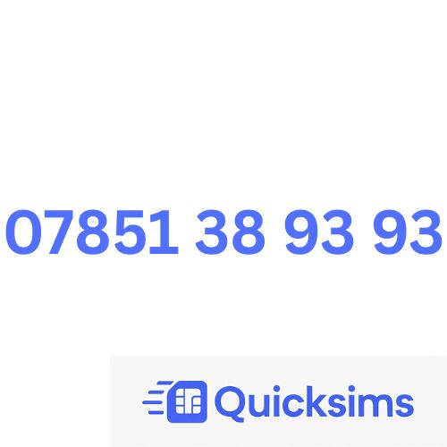 O2 sim card with VIP Memorable Mobile Number 07851 38 93 93 with zero credit which once topped up can be ported to other providers