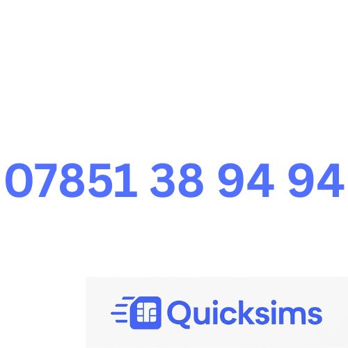 O2 sim card with VIP Memorable Mobile Number 07851 38 94 94 with zero credit which once topped up can be ported to other providers