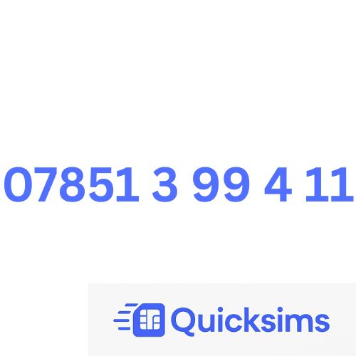 O2 sim card with VIP Memorable Mobile Number 07851 3 99 4 11 with zero credit which once topped up can be ported to other providers