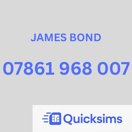 07861 968 007 JAMES BOND VIP Gold Vanity Memorable Mobile Number  Network Three PAYG ZERO CREDIT (Copy)