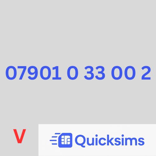 Vodafone sim card with VIP Memorable Mobile Number 07901 0 33 00 2 with zero credit which once topped up can be ported to other providers