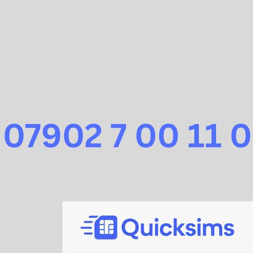 O2 sim card with VIP Memorable Mobile Number 07902 7 00 11 0 with zero credit which once topped up can be ported to other providers