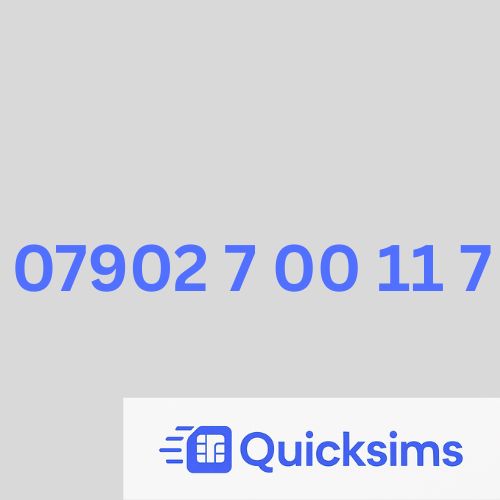 O2 sim card with VIP Memorable Mobile Number 07902 7 00 11 7 with zero credit which once topped up can be ported to other providers