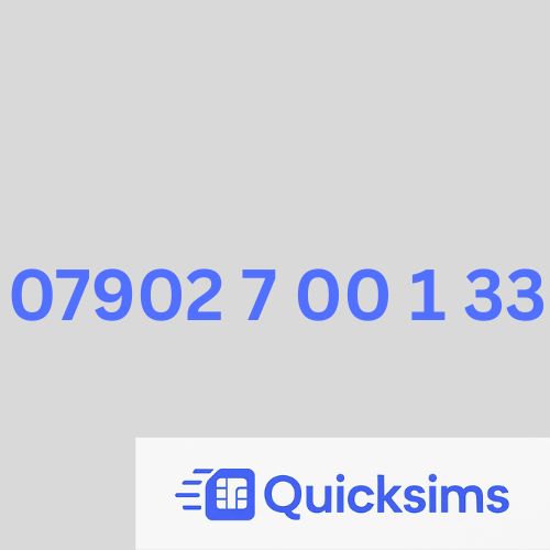 O2 sim card with VIP Memorable Mobile Number 07902 7 00 1 33 with zero credit which once topped up can be ported to other providers