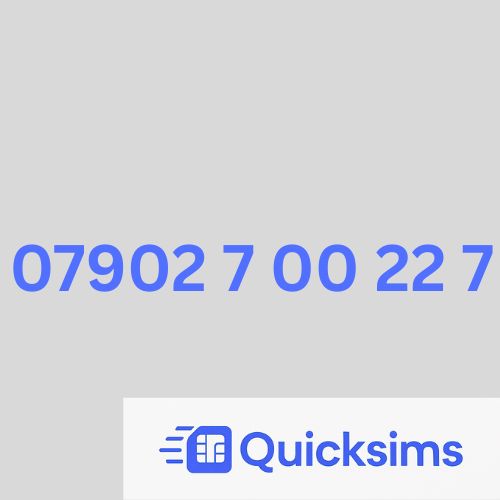 O2 sim card with VIP Memorable Mobile Number 07902 7 00 22 7 with zero credit which once topped up can be ported to other providers