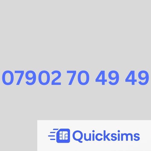 O2 sim card with VIP Memorable Mobile Number 07902 70 49 49 with zero credit which once topped up can be ported to other providers