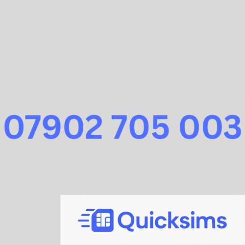 O2 sim card with VIP Memorable Mobile Number 07902 70 50 03 with zero credit which once topped up can be ported to other providers