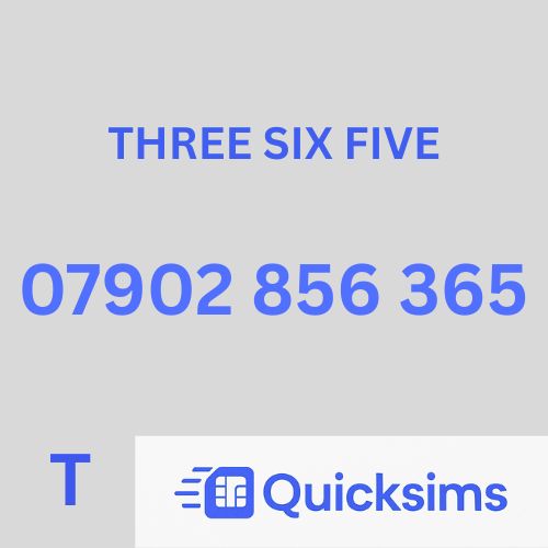 Tesco sim card with VIP Memorable Mobile Number 07902 856 365 THREE SIX FIVE with zero credit which once topped up can be ported to other providers