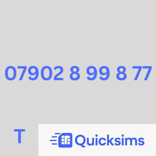 Tesco sim card with VIP Memorable Mobile Number 07902 8 99 8 77 with zero credit which once topped up can be ported to other providers