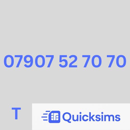 Tesco sim card with VIP Memorable Mobile Number 07907 52 70 70 with zero credit which once topped up can be ported to other providers