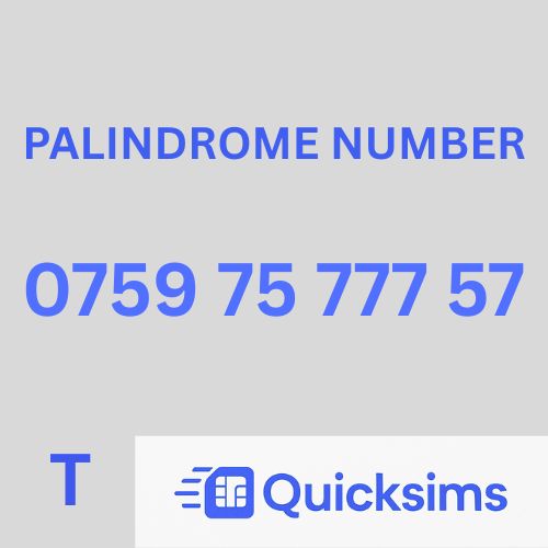 Tesco sim card with VIP Memorable Mobile Number 0790 75 777 57 PALINDROME with zero credit which once topped up can be ported to other providers