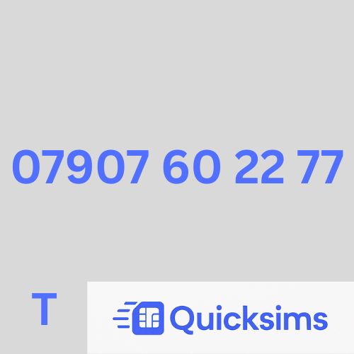 Tesco sim card with VIP Memorable Mobile Number 07907 60 22 77 with zero credit which once topped up can be ported to other providers