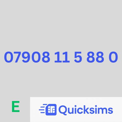 EE sim card with VIP Memorable Mobile Number 07908 11 5 88 0 with zero credit which once topped up can be ported to other providers