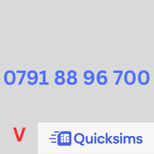 Vodafone sim card with VIP Memorable Mobile Number 0791 88 96 700 with zero credit which once topped up can be ported to other providers