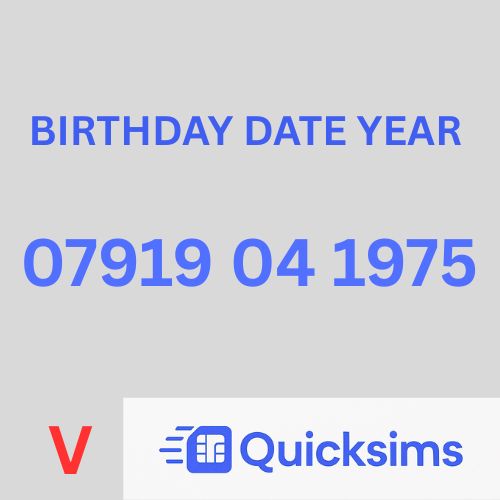 07919 04 1975 BIRTHDAY DATE YEAR VIP Gold Vanity Memorable Mobile Number PAYG VODAFONE ZERO CREDIT
