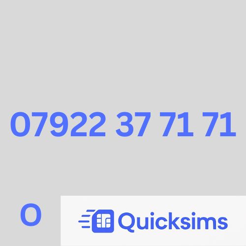 O2 sim card with VIP Memorable Mobile Number 07922 37 71 71 with zero credit which once topped up can be ported to other providers