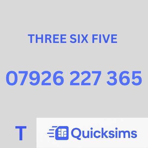 Tesco sim card with VIP Memorable Mobile Number 07926 227 365 with zero credit which once topped up can be ported to other providers