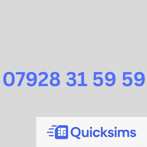 O2 sim card with VIP Memorable Mobile Number  07928 31 59 59 with zero credit which once topped up can be ported to other providers