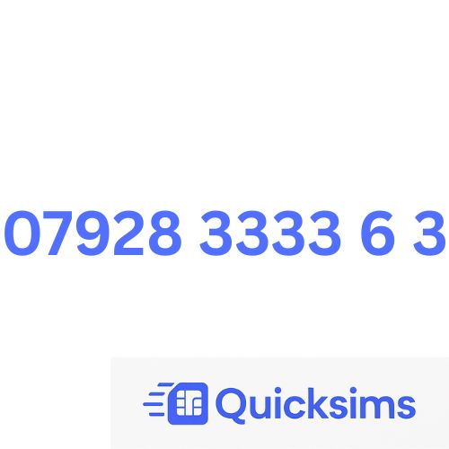 O2 sim card with VIP Memorable Mobile Number  07928 3333 6 3 with zero credit which once topped up can be ported to other providers