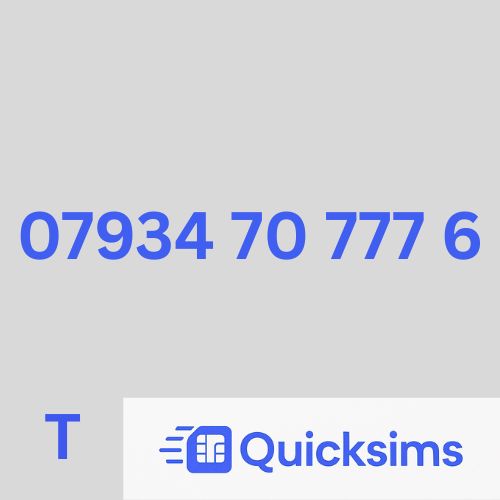 Tesco sim card with VIP Memorable Mobile Number 07934 70 777 6 with zero credit which once topped up can be ported to other providers