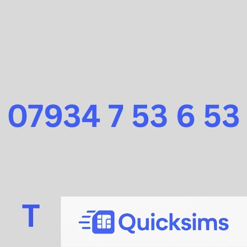Tesco sim card with VIP Memorable Mobile Number 07934 7 53 6 53 with zero credit which once topped up can be ported to other providers