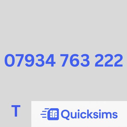 Tesco sim card with VIP Memorable Mobile Number 07934 763 222 with zero credit which once topped up can be ported to other providers