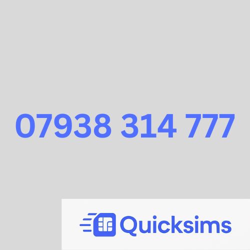 O2 sim card with VIP Memorable Mobile Number  07938 314 777 with zero credit which once topped up can be ported to other providers