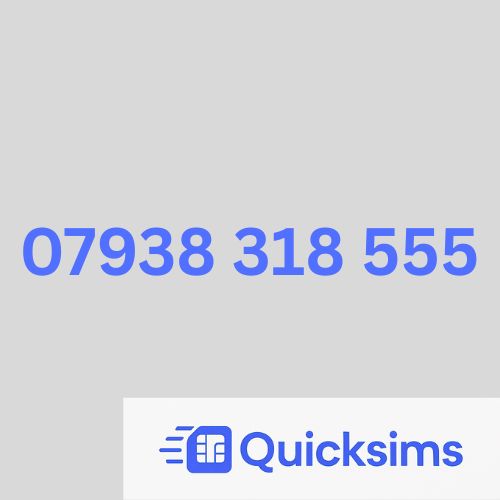 O2 sim card with VIP Memorable Mobile Number  07938 318 555 with zero credit which once topped up can be ported to other providers