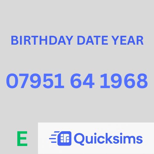EE sim card with VIP Memorable Mobile Number 07951 64 1968 BIRTHDAY DATE YEAR with zero credit which once topped up can be ported to other providers