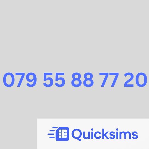 O2 sim card with VIP Memorable Mobile Number  079 55 88 77 20 with zero credit which once topped up can be ported to other providers
